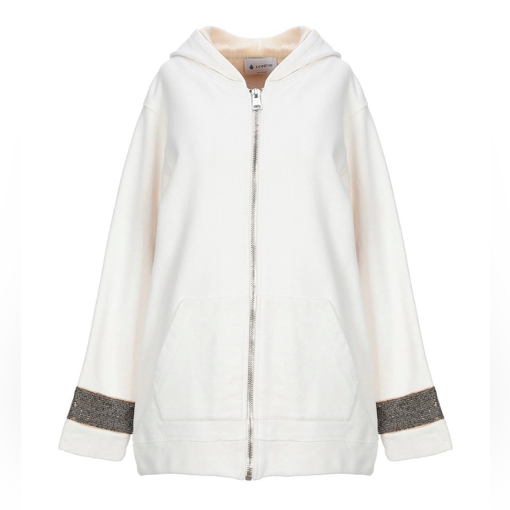 Dondup Italy ivory thick cotton zipper down hoodie small